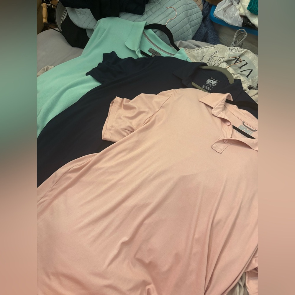 Set of Three Polo Shirts in Pink, Mint, and Navy